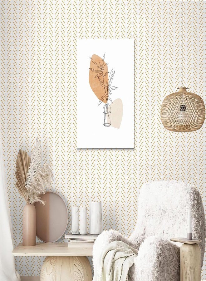 TEKCOOL ورق جدران TEKCOOL بيج وأبيض، سهل التقشير واللصق، بنمط متعرج عصري، مناسب للحمامات، مقاس 17.7 بوصة × 118.1 بوصة، ورق جدران هندسي قابل للإزالة، سهل التقشير واللصق، ورق لاصق ذاتي - Image 2